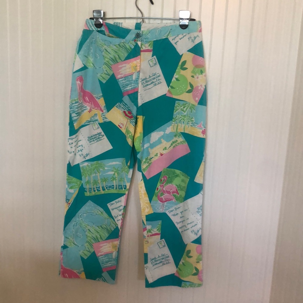 USED. Lilly Pulitzer Vintage Boca Postcard Capris.